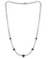 Фото #1 товара Macy's simulated Ruby and Cubic Zirconia Heart Station Necklace in Fine Silver Plate