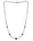 Simulated Ruby and Cubic Zirconia Heart Station Necklace in Fine Silver Plate