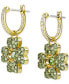 ფოტო #3 პროდუქტის Gold-Tone Color Crystal Clover Charm Hoop Earrings