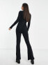 Фото #2 товара Threadbare Tall Lottie ribbed wide leg jumpsuit in black