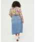 ფოტო #3 პროდუქტის Women's Plus Size Carla Denim Midi Skirt