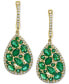 Фото #1 товара Серьги EFFY® Emerald & Diamond 14k Gold