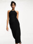 River Island halter midi dress with embellished neckline in black