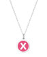 Mini Initial Pendant Necklace in Sterling Silver and Hot Pink Enamel, 16" + 2" Extender