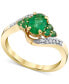 ფოტო #1 პროდუქტის Emerald (1 ct. t.w.) & Diamond Accent Swirl Ring in 10k Gold