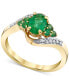 Фото #1 товара Emerald (1 ct. t.w.) & Diamond Accent Swirl Ring in 10k Gold