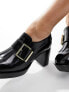 Фото #3 товара AllSaints Zia high shine leather heeled loafer in black