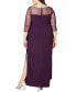 Plus Size Illusion-Trim Ruffled Gown