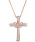 Фото #1 товара Macy's diamond Heart and Cross 18" Pendant Necklace (1/10 ct. t.w.) in 14k Rose Gold-Plated Sterling Silver