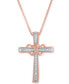 ფოტო #1 პროდუქტის Diamond Heart and Cross 18" Pendant Necklace (1/10 ct. t.w.) in 14k Rose Gold-Plated Sterling Silver