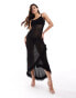 ASOS DESIGN knitted maxi dress with woven frill in black Черный, XS - EU 32-34 - фото #1