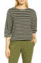 Фото #1 товара Nordstrom Signature 163570 Women's Striped Sweatshirt Green/Ivory Sz. Medium