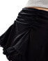 Weekday Suzi mini skirt with ruched detail and frill hem in black Черный, 42 - фото #2