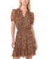 ფოტო #1 პროდუქტის Women's Floral Short-Sleeve Tie-Neck Ruffled Dress