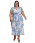 ფოტო #7 პროდუქტის Plus Size Printed Tie-Waist Tiered Chiffon Dress