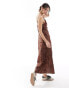 Фото #8 товара ASOS DESIGN maxi slip dress in spun in animal print