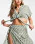 Unique 21 beach co-ord set with high split maxi skirt in green