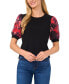 ფოტო #1 პროდუქტის Women's Floral Puff-Sleeve Blouse