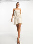 Фото #1 товара ASOS DESIGN satin bandeau drape twist mini dress with cut out detail in gold