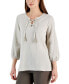 Women's Cotton Gauze Tasseled Lace-Up Top, Created for Macy's