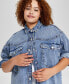 ფოტო #3 პროდუქტის Trendy Plus Size Oversized Denim Shirt, Created for Macy's