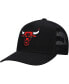 Фото #1 товара Men's Black Chicago Bulls Monogram All-Over Logo Mesh Trucker Adjustable Hat