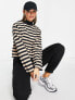 Фото #3 товара ASOS DESIGN high neck boxy long sleeve top in camel and black stripe