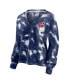 ფოტო #3 პროდუქტის Women's White and Navy Cleveland Guardians Tie-Dye V-Neck Pullover Cropped T-shirt