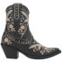 Dingo Primrose Embroidered Floral Snip Toe Cowboy Booties Womens Black Casual Bo