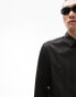 Topman long sleeve regular formal jacquard shirt in black