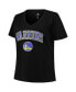 ფოტო #3 პროდუქტის Women's Black Golden State Warriors Plus Size Arch Over Logo V-Neck T-shirt