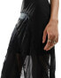 Фото #4 товара ASOS DESIGN Tall sheer bias maxi skirt with contrast lace inserts in black