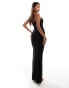 Fashionkilla soft touch double layered cami ruched bust maxi dress in black Черный, 34 - фото #4