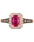 ფოტო #5 პროდუქტის Passion Ruby (3/4 ct. t.w.) & Diamond (1/2 ct. t.w.) Halo Ring in 14k Rose Gold