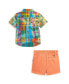 Фото #2 товара Baby Boys Cotton Madras Shirt and Chino Shorts Set