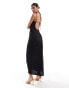 Bershka jacquard cowl neck maxi dress in black