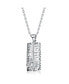 Фото #2 товара Sterling Silver White Gold Plated with White Cubic Zirconia Rectangular Frame Pendant