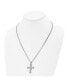 Polished Yellow IP-plated Cross Pendant Curb Chain Necklace