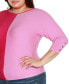 Фото #4 товара Plus Size Colorblock 3/4-Sleeve Dolman Sweater