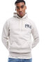 Фото #3 товара Polo Ralph Lauren collegiate logo fleece hoodie classic oversized fit in light grey marl