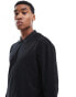 Фото #3 товара ASOS DESIGN relaxed long sleeve polo with crew neck polo collar in black