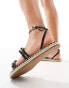 RAID Wide Fit Elodiya flat espadrille sandals in black