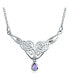 ფოტო #1 პროდუქტის Purple Good Luck Trinity Irish Love Knot Triquetra Infinity Statement Celtic Necklace V Collar Pendant Couples Sterling Silver