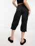 Weekday Thea capri cargo trouser in Black