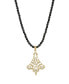 Crystal Filigree Drop Necklace Black Bead Chain