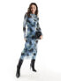 Фото #1 товара & Other Stories mesh midi dress with asymmetric bodice in blurred inky print