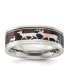 ფოტო #1 პროდუქტის Stainless Steel Polished Wood Inlay Deer Design 8mm Band Ring