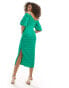 Фото #3 товара Closet London midi pencil dress in green satin spot