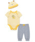 ფოტო #1 პროდუქტის Baby Boys Bodysuit Pant Set with Hat