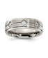 Stainless Steel Polished Brushed Center CZ 7.00mm Band Ring